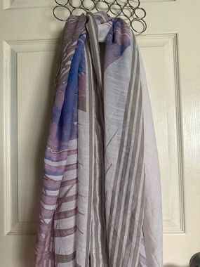 Vince Camuto Lavender and Taupe Striped Scarf